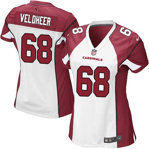 Women's Elite Jared Veldheer Nike Jersey White Road - #68 NFL Arizona Cardinals